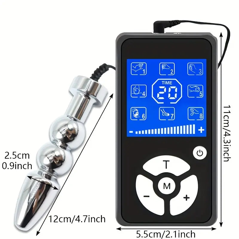 Electric Shock Metal Beads Design Anal Plug Dual Electrodes Anal Massager