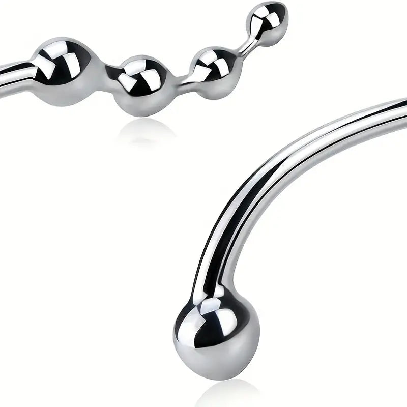 S-Shaped Gradient Bead Design Metal Butt Plug Waterproof Anal Hook