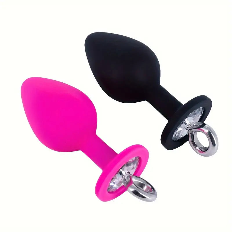 Pull Ring Silicone Anal Plug For G-point Massage Gem Base Butt Plug