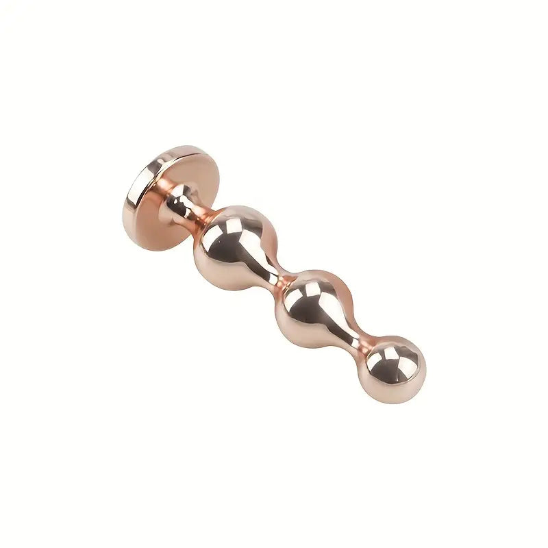 Rose Golden Metal Anal Plug 3-Tier Butt Plug With Gemstone Base