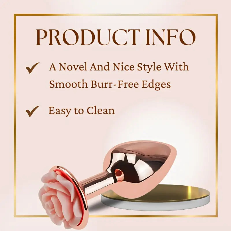 Metal Pink Heart Anal Plug Rose Base 3 Sizes Suitable For Beginners