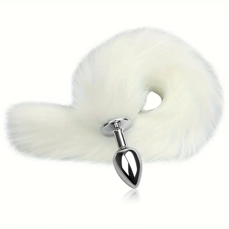 Anal Plug Trainer With Imitation Fluffy Fox Tail Furry Long Fox Tail Role Play
