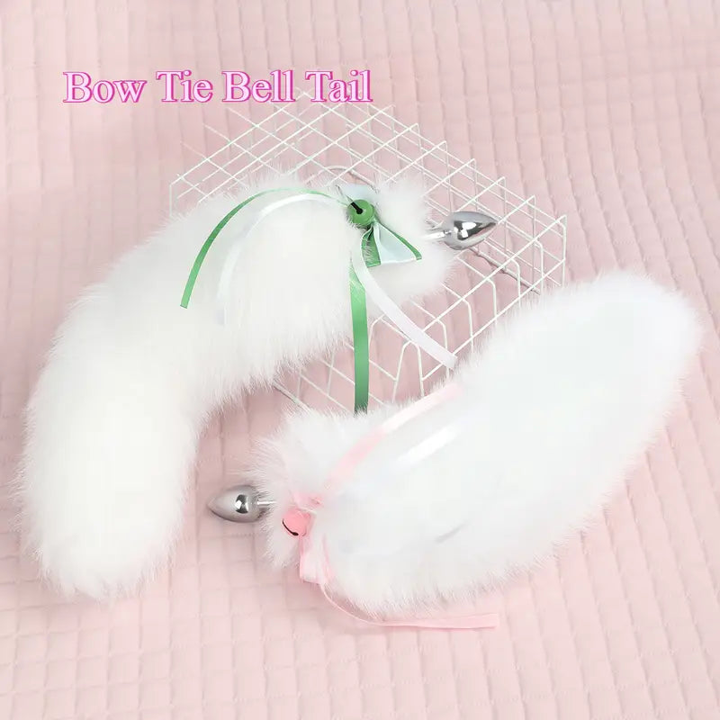 Adult BDSM White Fox Tail Butt Plug SM Metal Alternative Tail Adult Sex Toy