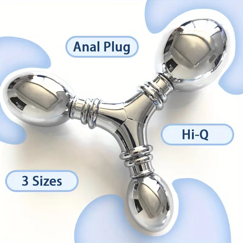 Tri-Ball G-Spot Anal Plug Stimulator Metallic Detachable Adult Sex Toy
