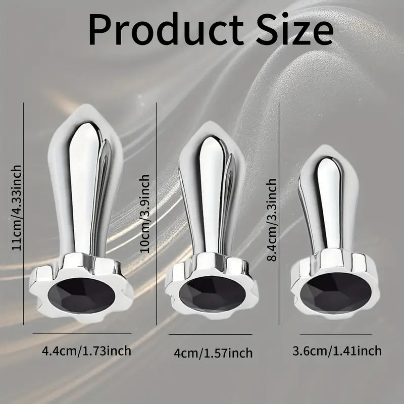 3pcs Anal Trainer Plum Blossom Shape Anal Toys Jeweled Metal Butt Plug