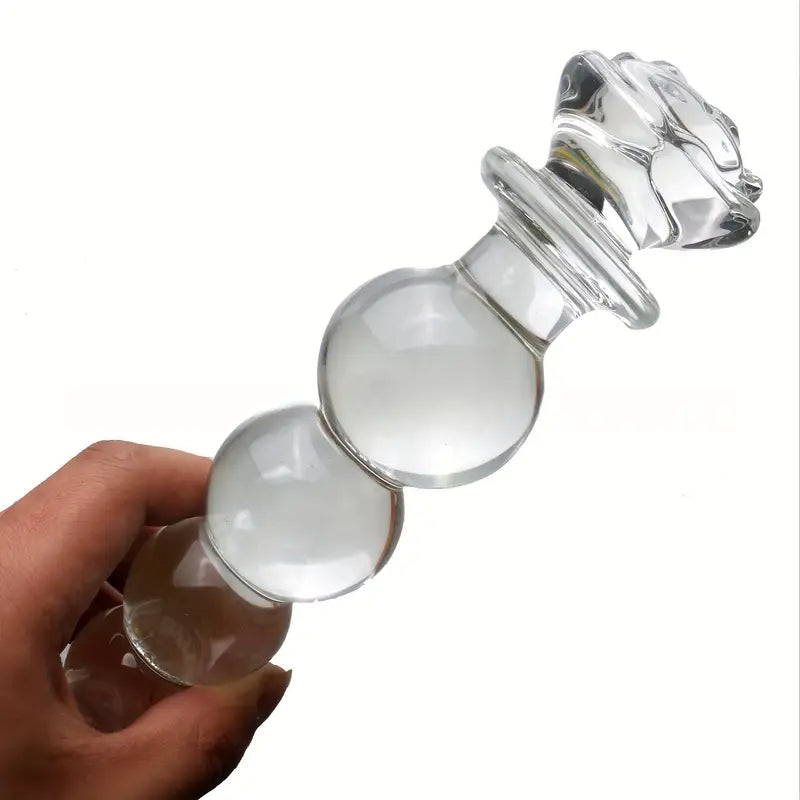 Transparent Rose Bead Anal Plug Anal Masturbation And Expansion Tool