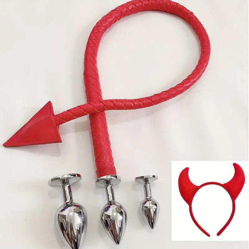 BDSM Whip Compilation Tail With Anal Plug Set Adult Sex Game Whip