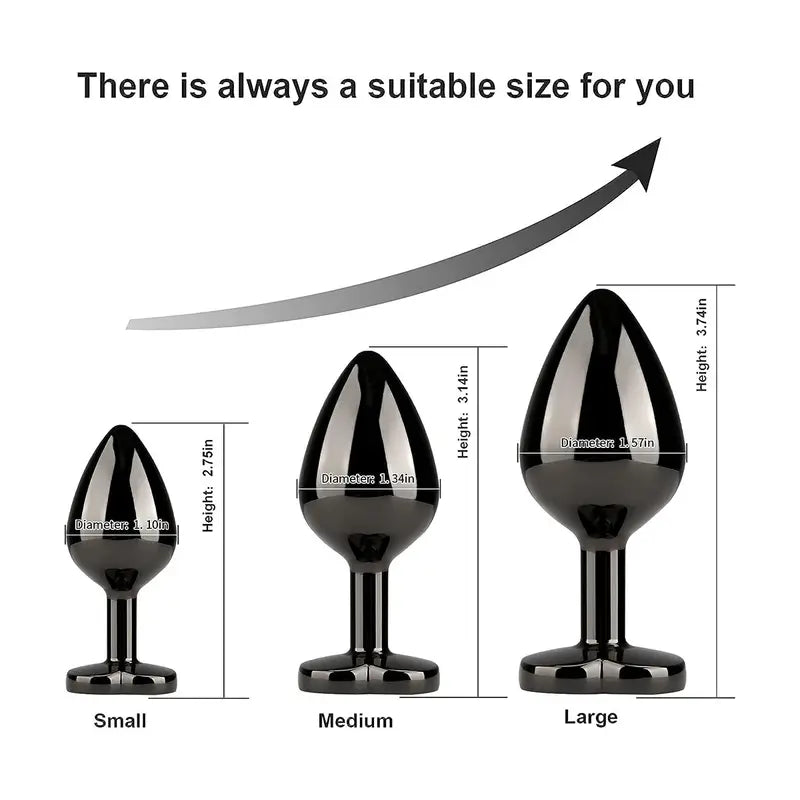 3PCS Anal Plug Anal Training Metal Adult Trainer Kit Toy Crystal Diamond