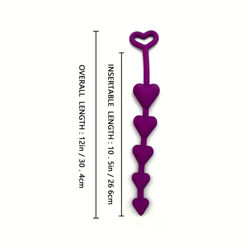 Sexy Silicone Female Harem Heart-Shaped Bead Anal Plug For Sex Orgasm