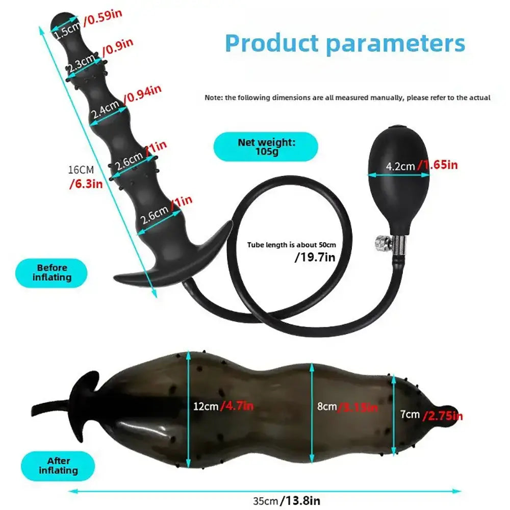 Inflatable Anal Plug With Beads For Anal Expansion Dilator With Beads