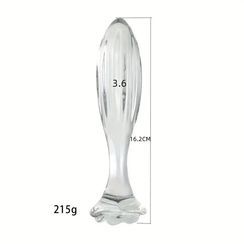 Ergonomic Handle Clear Glass Anal Plug G-Spot Massager With Ribbed Texture