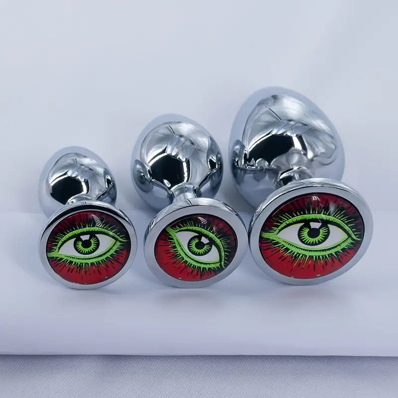 Metal Round Anal Plug With Various Pattern Sequins Alternative Toy