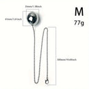Metallic Stainless Steel Chain-Attached Elliptical Butt Plug For Outdoor Wear
