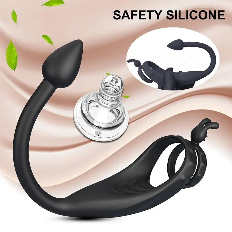 Dual Motor Wellness Vibrating Cock Ring Anal Butt Plug Ring Vibrator