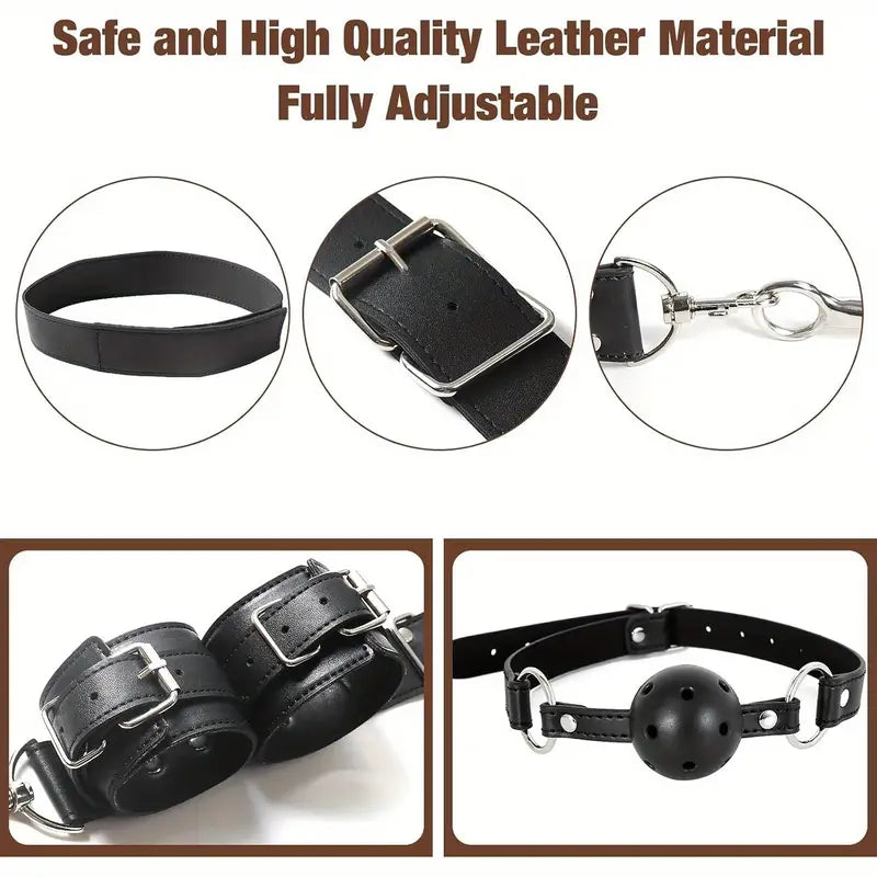 4th Generation With Traction Chain Handcuffs and Collar Anal Metal Hook