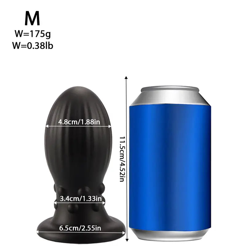 Black Anal Plug With Grains Dragon Egg Base With Suction Cup Anal Plug