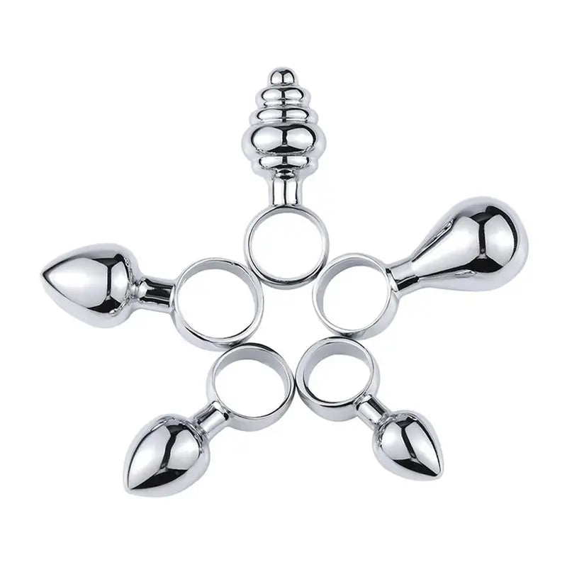 Premium Metal Anal Plug G-Spot Massager Dilator With Textured Pull Ring