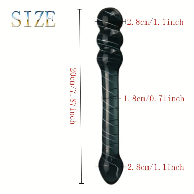 7.87in Elegant Double-Ended Crystal Glass Dildo Wand Smooth Stimulator