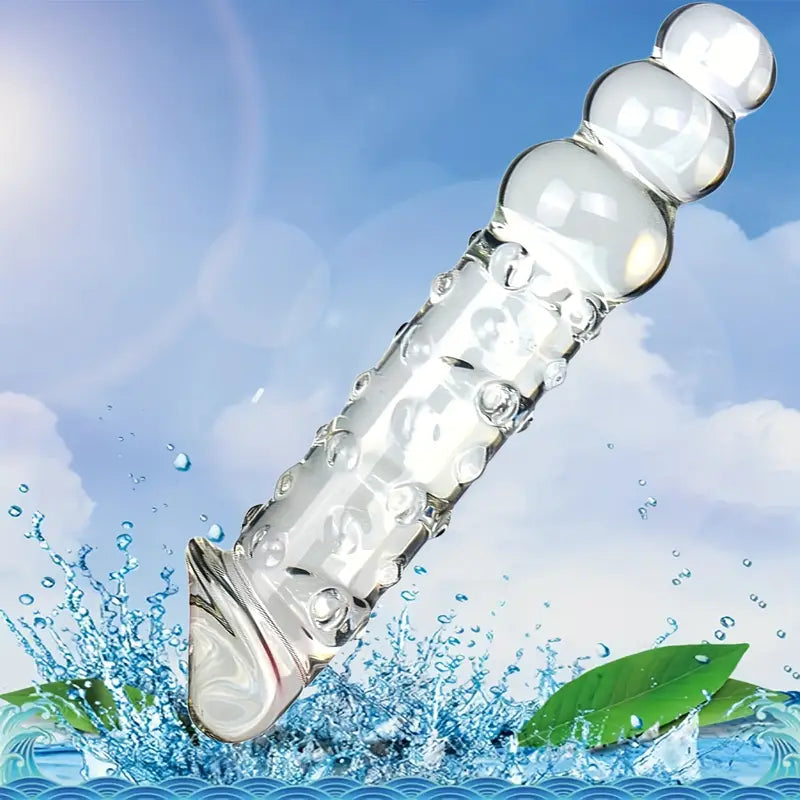 Glass Real Anal Beads Transparent Crystal Penis Double Head Glass Dildo