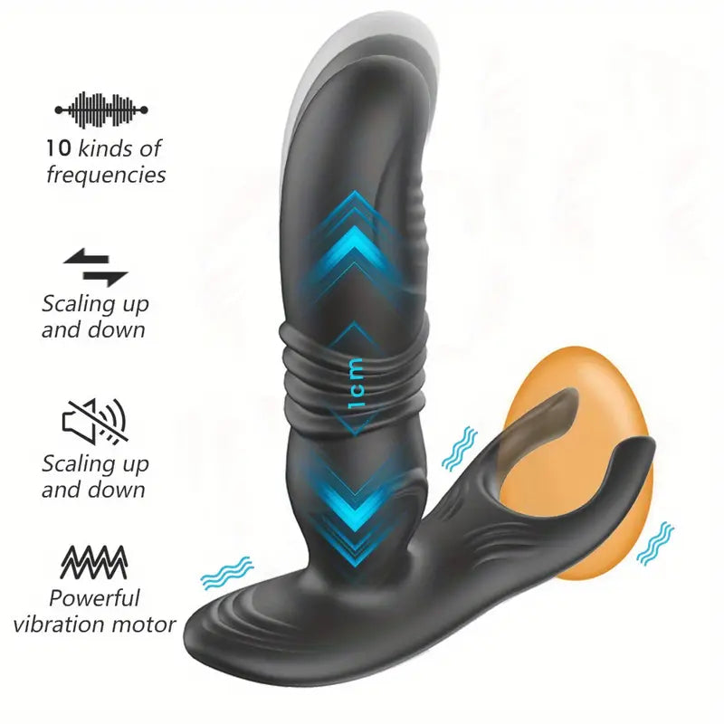 Prostate Massager Vibrating Thrusting Telescopic Dildo G-spot Anal Butt Plug