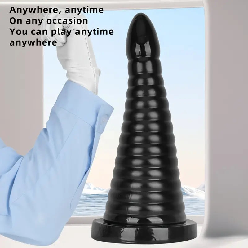 Black PVC Anal Plug Adult Male Arousal Aid For Intimate Accessory