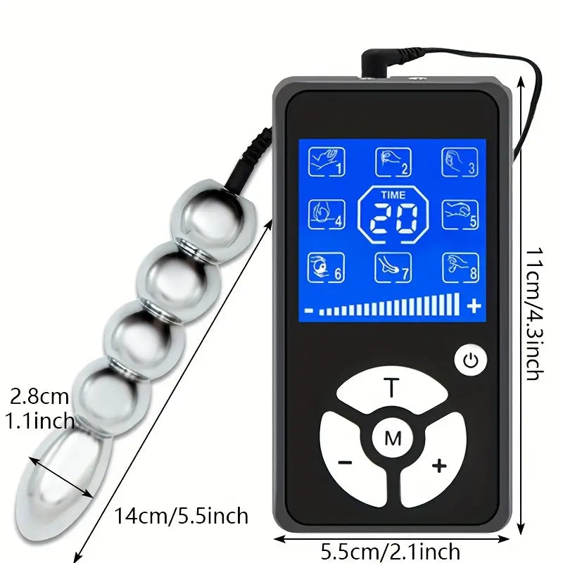 Electric Shock Metal Beads Design Anal Plug Dual Electrodes Anal Massager