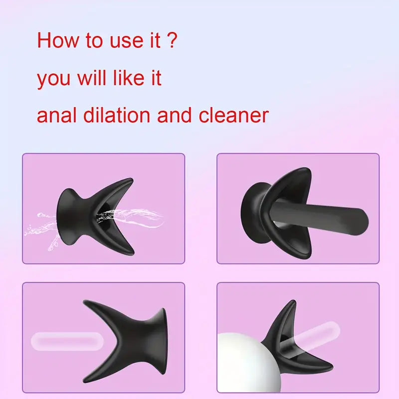 Silicone Hollow Anal Butt Plug Enema Cleaner Expansion Anal Dilator