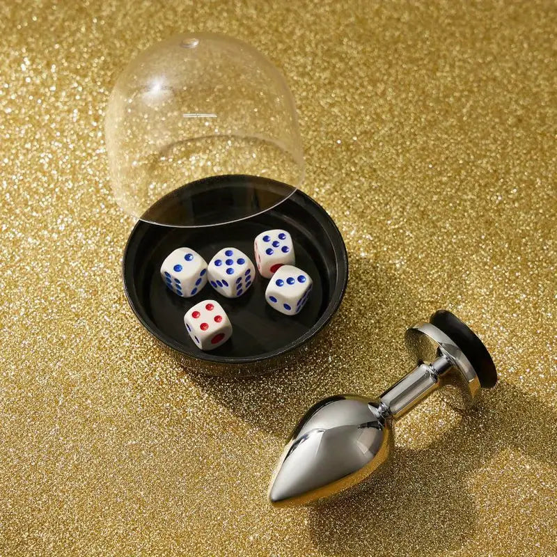 Unisex Dices Design Metal Butt Plug BDSM Games Flirting Adult Toy