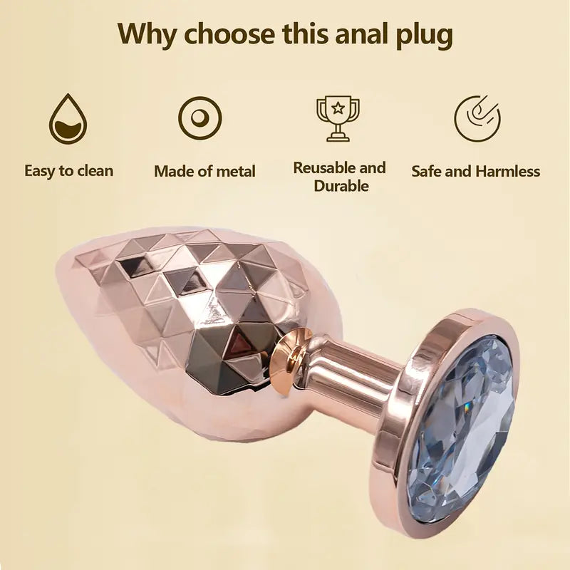 3pcs Luxury Geometric Diamond Anal Set Metal Butt Plug For G-Spot