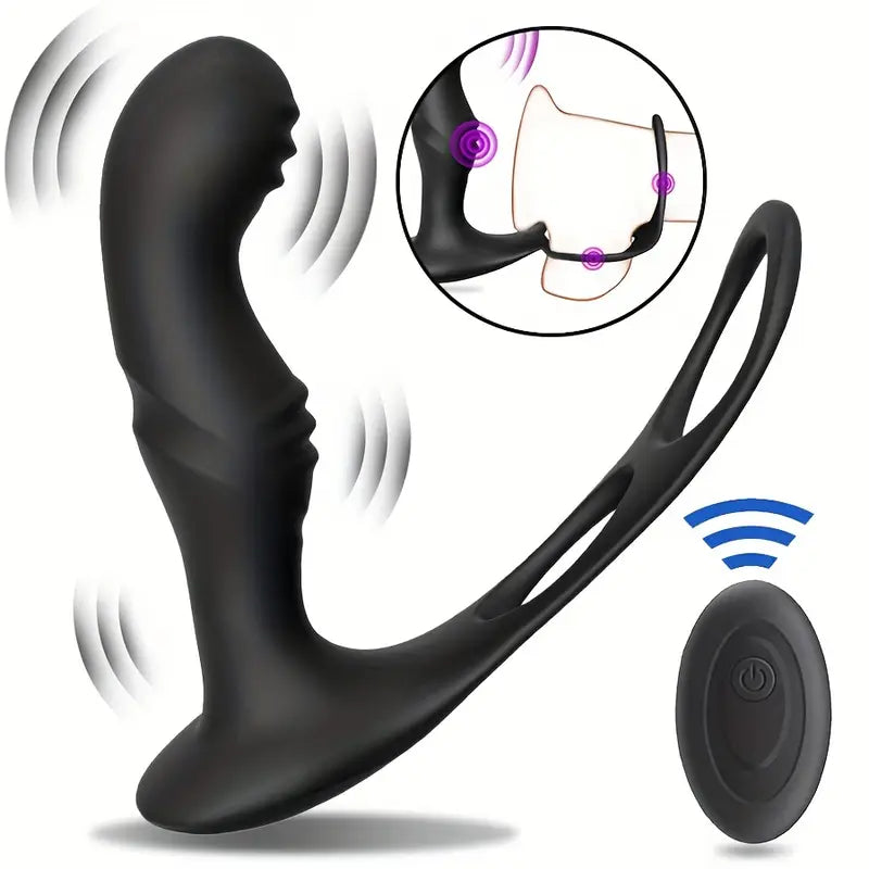 Remote Anal Vibrator 10 Speeds Delay Ejaculation Cock Ring Anus Plug