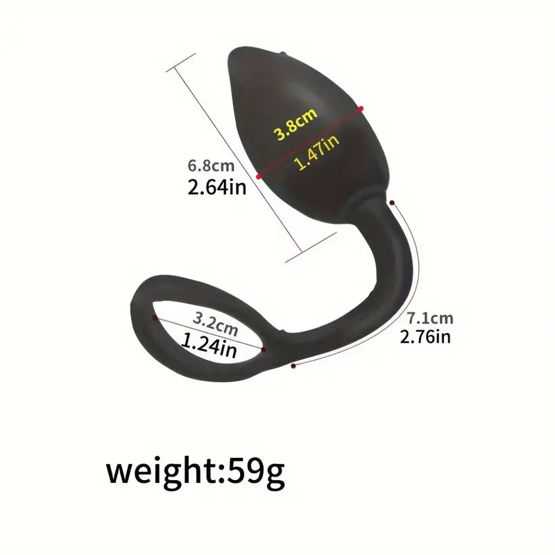 Silicone Anal Plug With Loop Sex Toy 2-in-1 Male Cock Ring Pull Tab