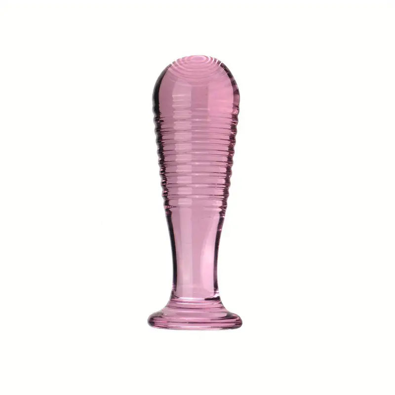 Elegant Blue Glass Threaded Anal Plug G-Spot Stimulation Ribbed Design