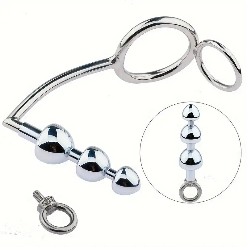 Multifunctional Metal Anal Plug Penis Ring Set Non-Latex Anal Sex Toy