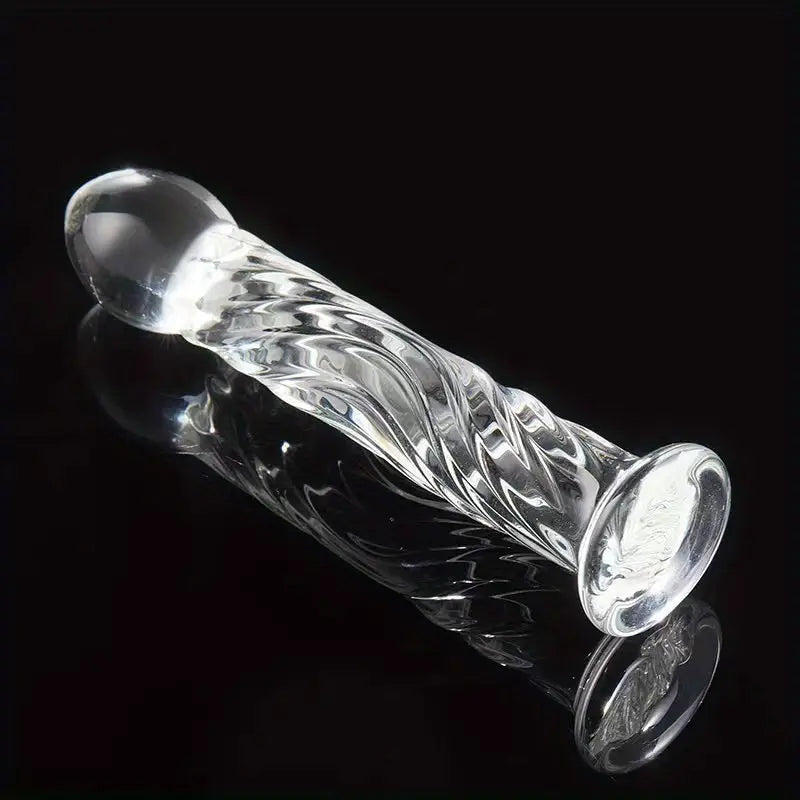 Elegant Transparent Crystal Dildo Glass Anal Plug Spiral Design Adult Toy