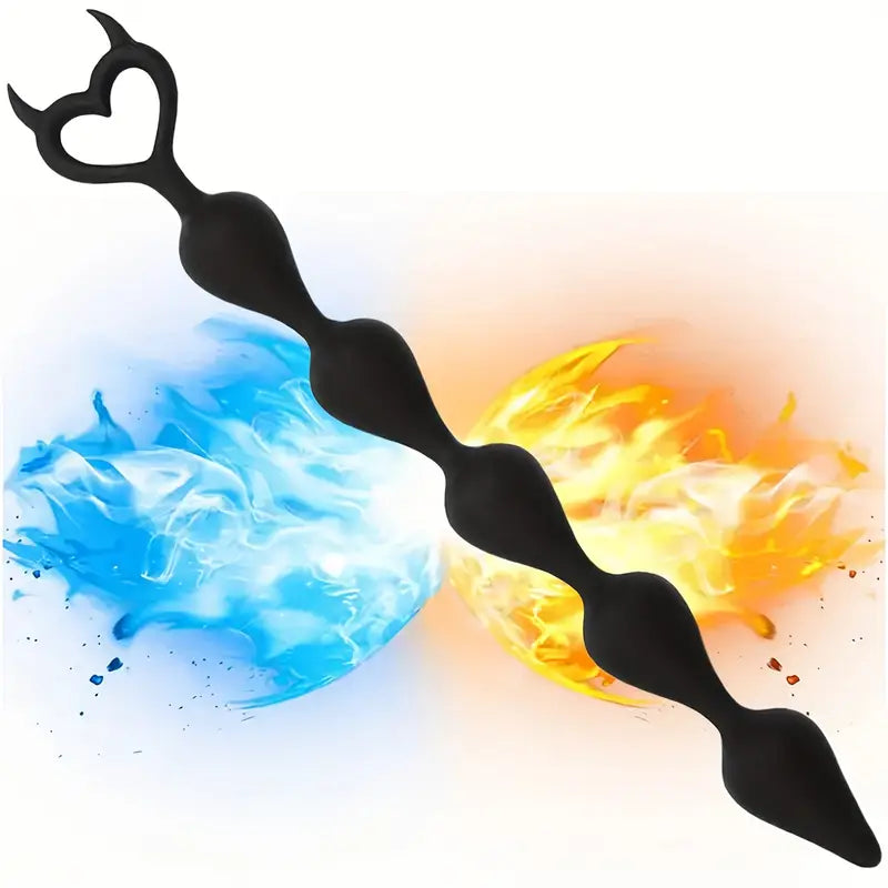 Silicone Anal Beads Butt Plug With 5 Heart Balls Flexible Anal Sex Toy