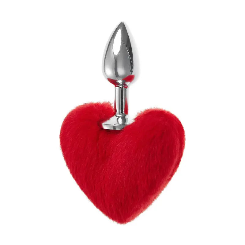Soft Cute Heart Shaped Pom Anal Plug Adult Sexual Toy For Men