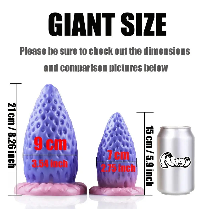 Giant Strawberry-Shaped Soft Liquid Silicone Purple Anal Plug Toy