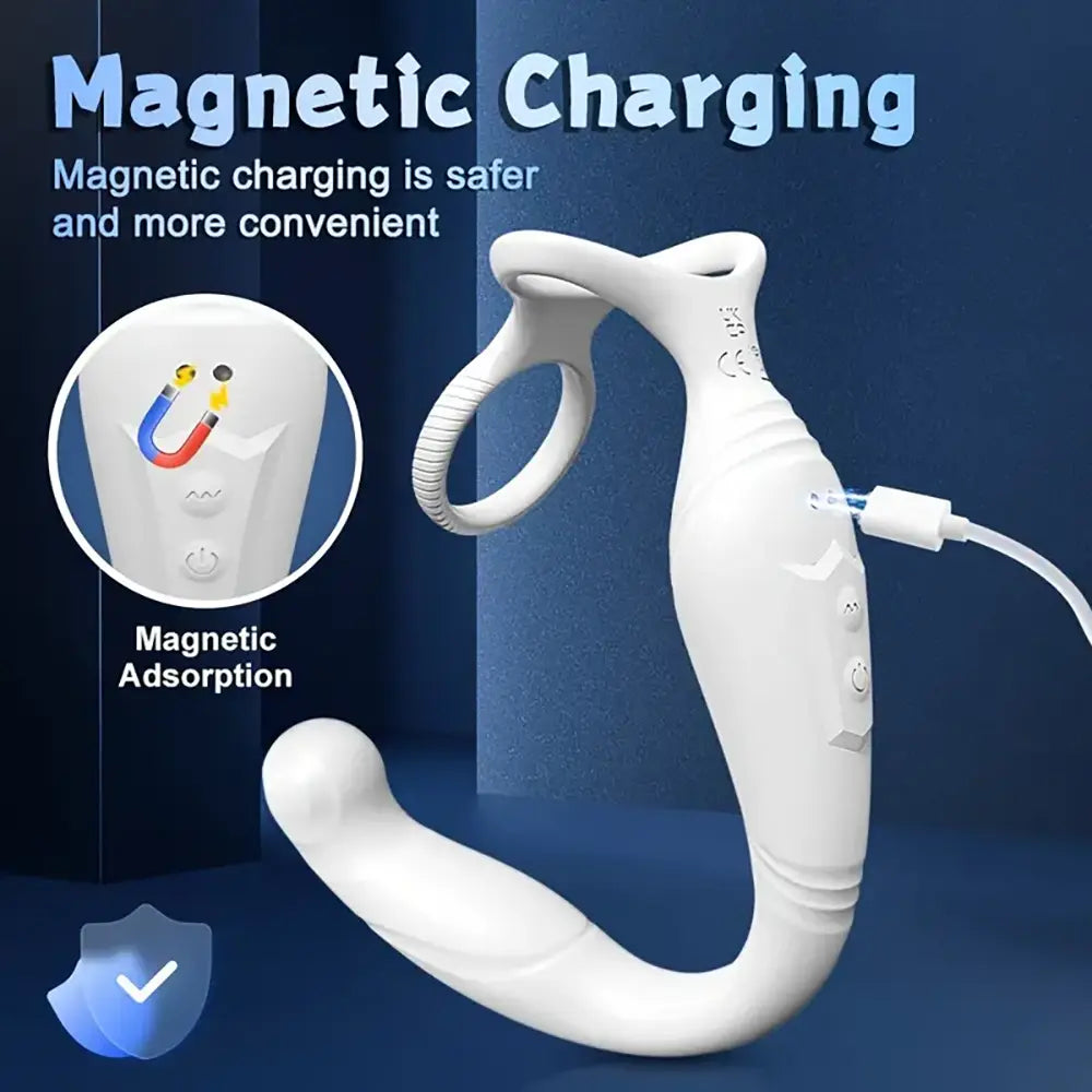 Rotating Anal Vibrator C-Shaped Penis Ring Adult Anal Sex Toy