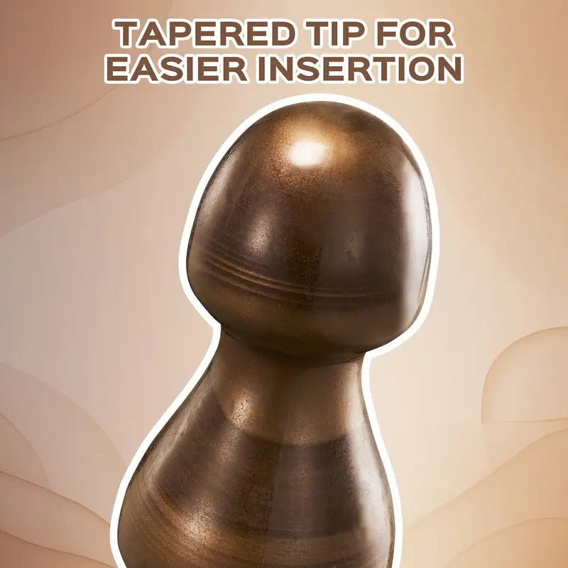 Large Wood-Textured Anal Dilator With Suction Cup Base Bead Design