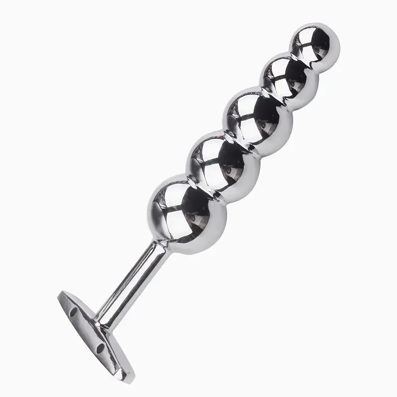 Fetish Kinky Sex Love Anal Beads Metal Butt Plug With 5 Graduated Balls