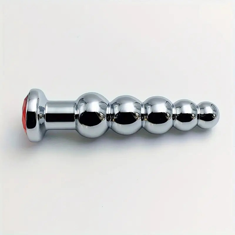 Metal Anal Plug 5 Beads Anal Dilator Jewel Base Butt Plug Anal Toy