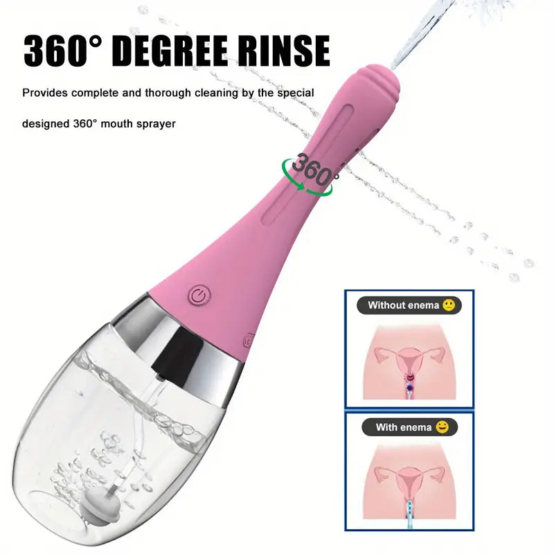 Ergonomic Pink Enema Bulb Textured Grip 3-Level Adjustable Anal Irrigator