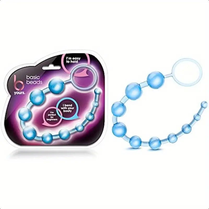 12inch Smooth & Seamless Anal Beads Body-Safe Graduated Blue Beads