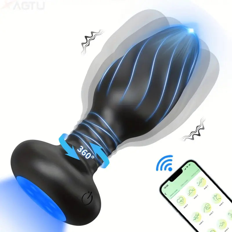 App-Controlled Vibrating Anal Plug Flashing Light Base 9 Rotating Pros App-Controlled Vibrating Anal Plug Flashing Light Base 9 Rotating Pros