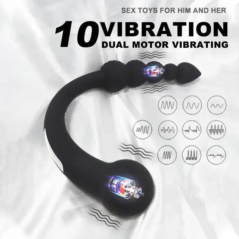 10 Modes Silicone Beads Anal Plug Vibrator For G Spot Vagina Prostate