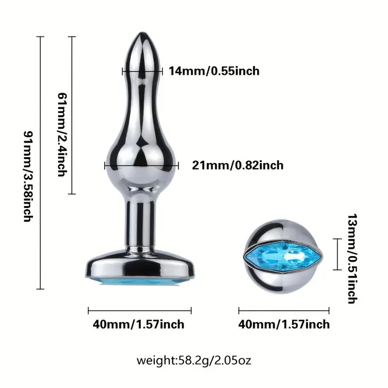 Metal Outdoor Jewel Base Butt Plug Sex Massager G-point Sex Toy Dildo