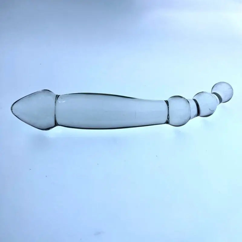 9.05in Crystal Clear Glass Double-Ended Curved Dildo Anal Plug For Lesbian