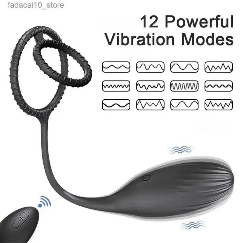 Silicone Vibrating Cock Ring with Anal Vibrator 10 Modes Butt Plug
