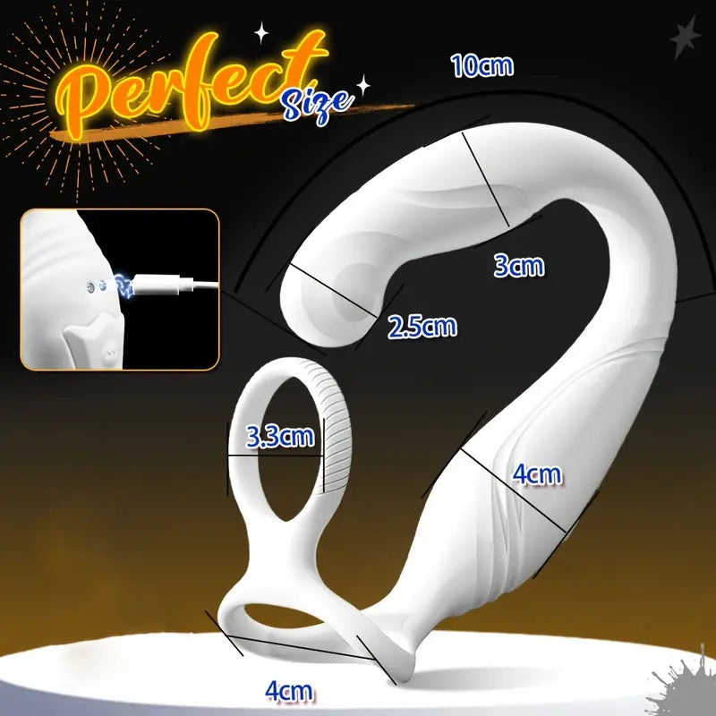 Rotating Anal Vibrator Prostate Massager C-Shaped Penis Ring Adult Anal Toy