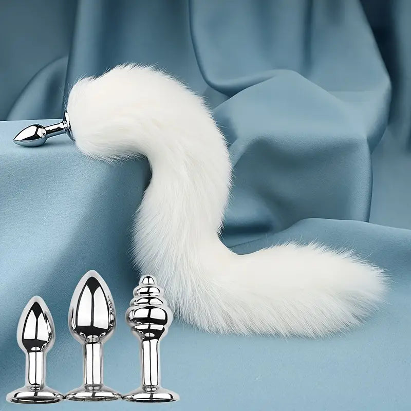Detachable Faux Fur Fox Tail Metal Anal Plug Role-playing Anal Sex Toy